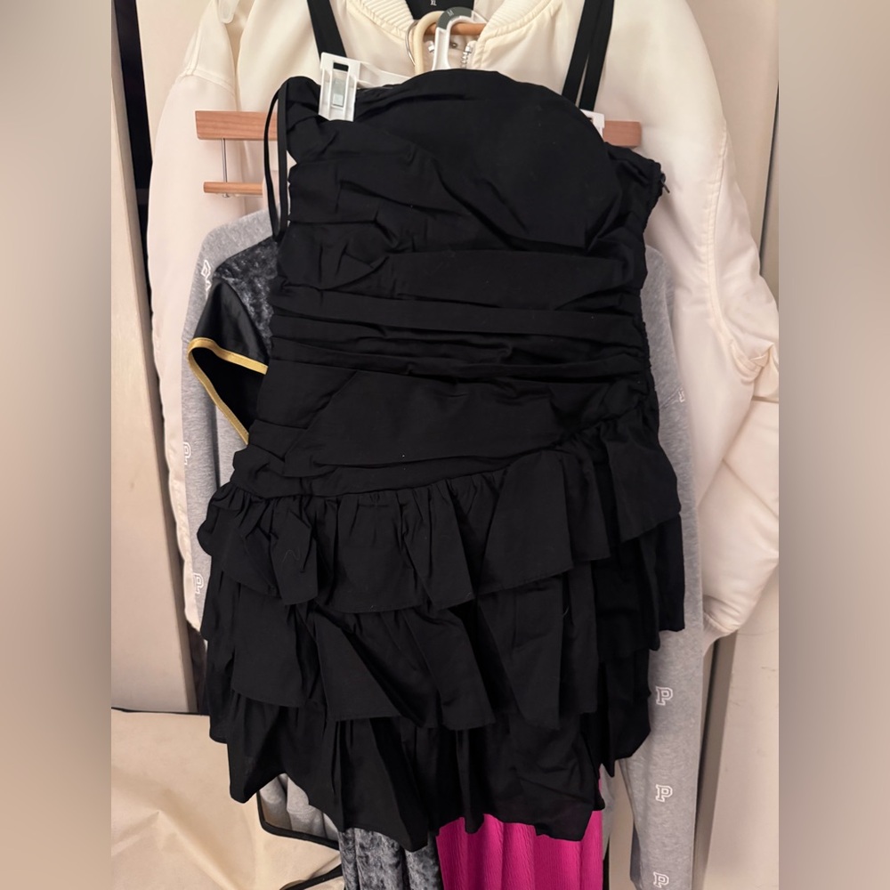 Elegant Black Ruffled Mini Dress